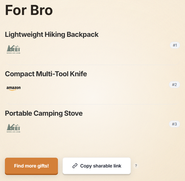 Giftie Lists screenshot 2